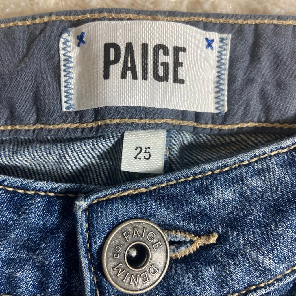 Paige Low Rise Micro Mini Cuffed Jimmy Jimmy Short Denim Medium Wash Jean Sz 25 - Image 7