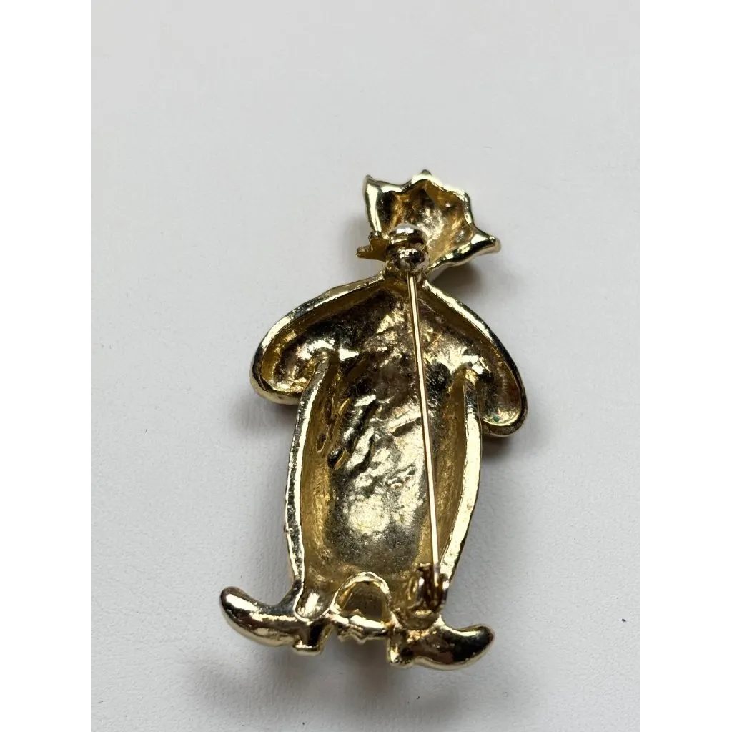 Vintage Enamel Gold-Tone Clown Pin Brooch With Red & Green Accents - Image 4