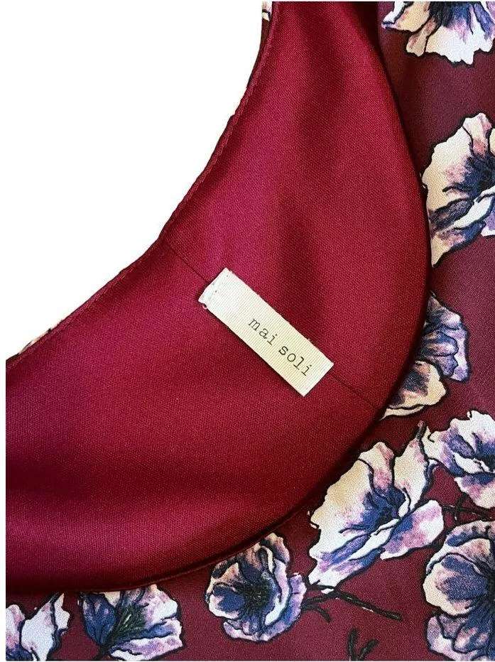 VTG Mai Soli Gunne Sax Mini Floral DRESS Flirty Lace Hem Womens LG Sleeveless - Image 3