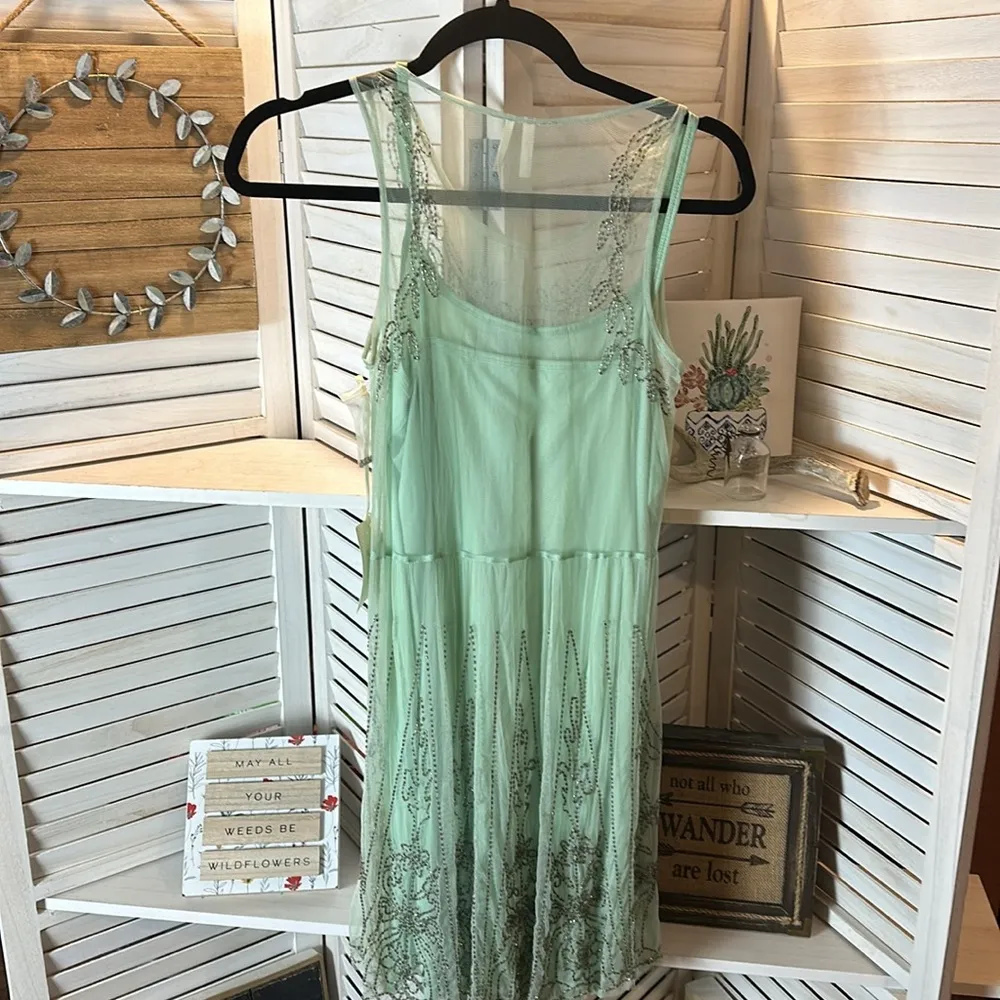NWT Mint Green Frenchi Sleeveless Dress With Beaded Detailing - Image 7