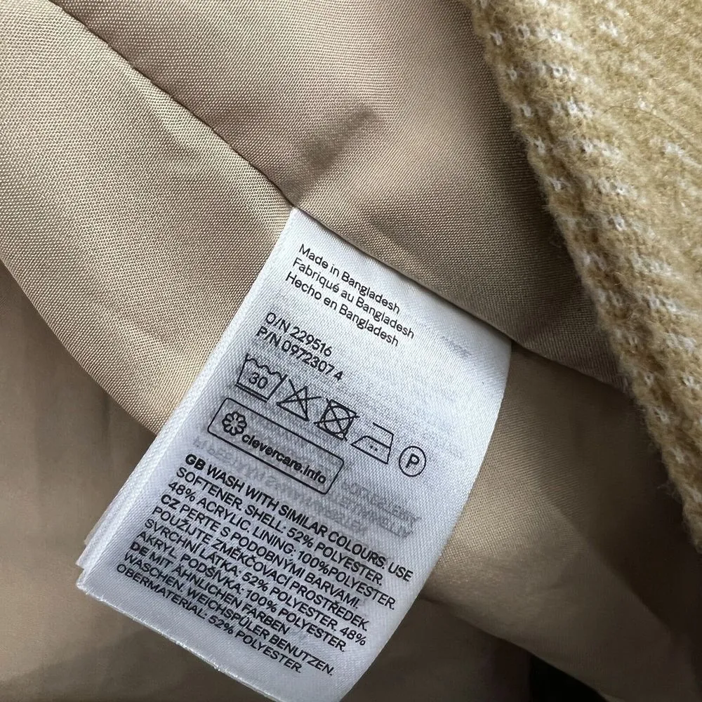 H&M Womens Tan Camel Color Twill Trench Coat Size XL Winter Warm Lined *No Belt* - Image 6