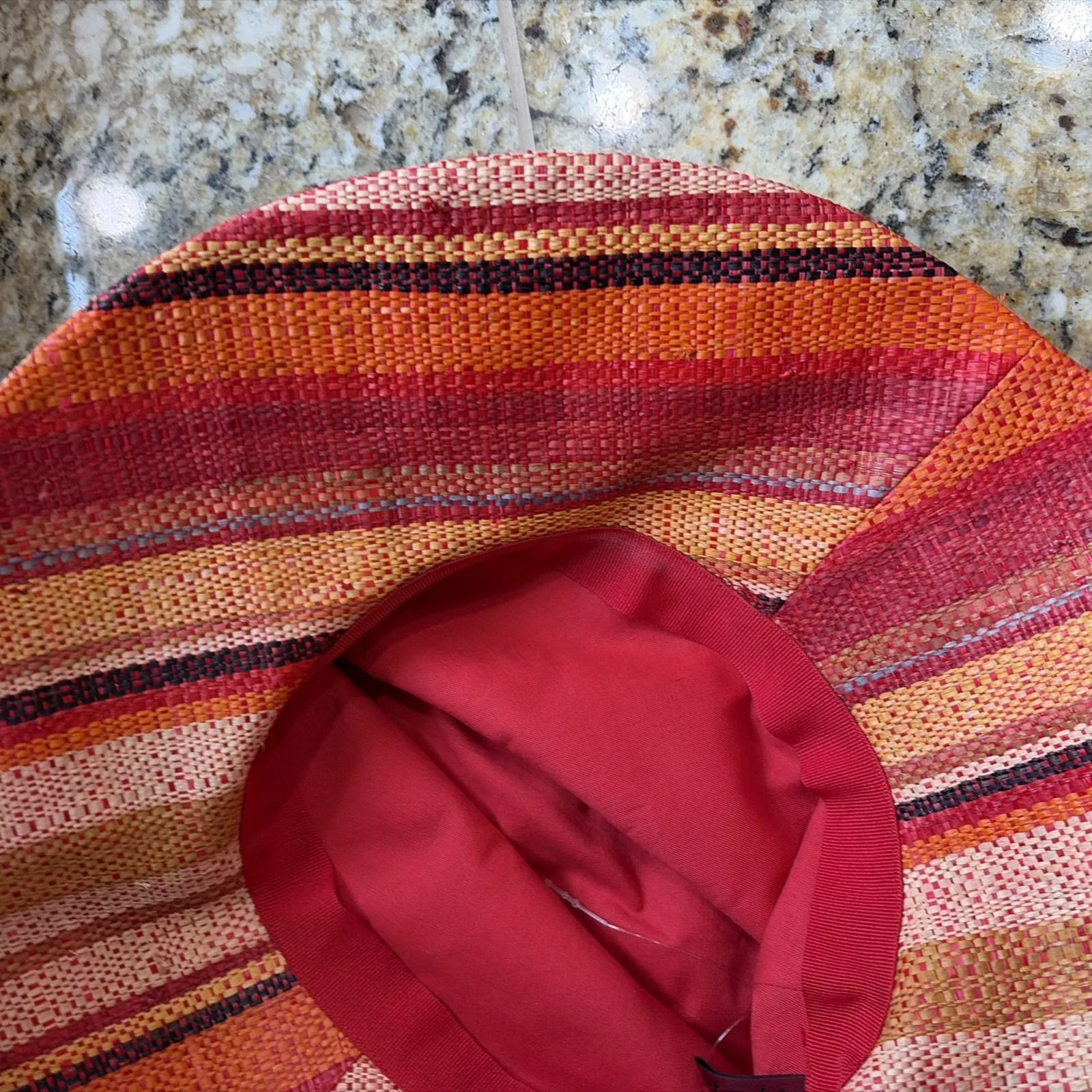 Rafi de Luca Orange Colorful Stripe Straw? Hat Unisex Womens Accessory One Size - Image 13