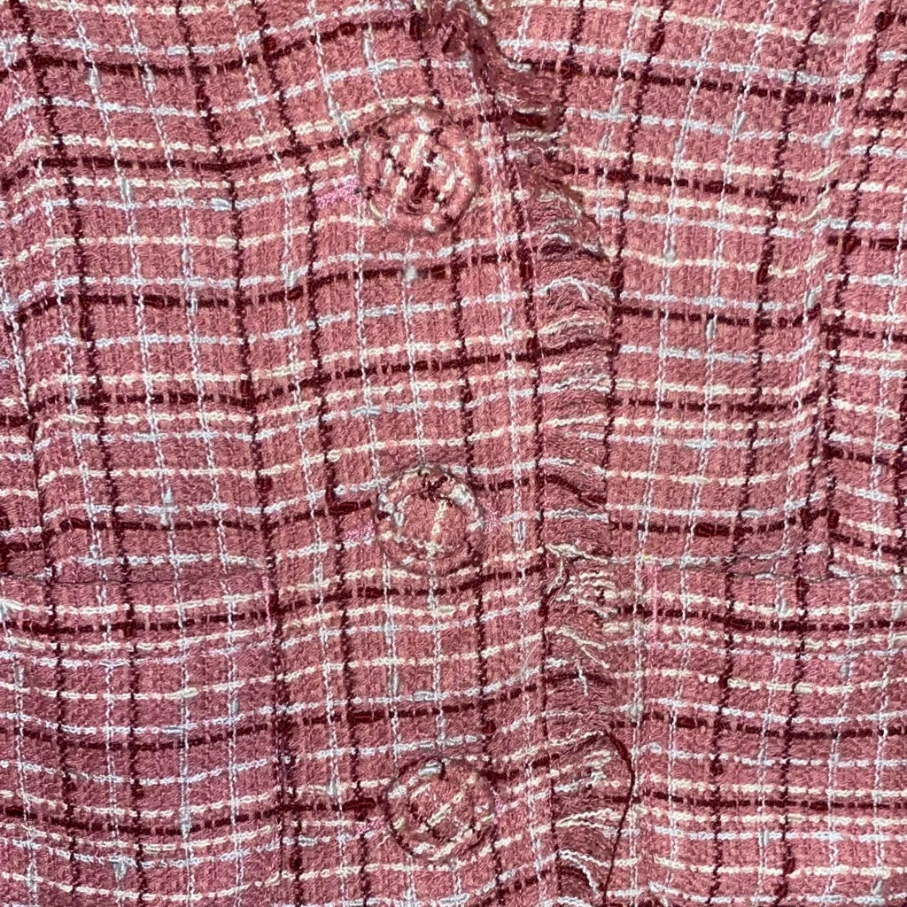 Vintage Steve & Barry's tweed Women's Pink Plaid Blazer - Image 3