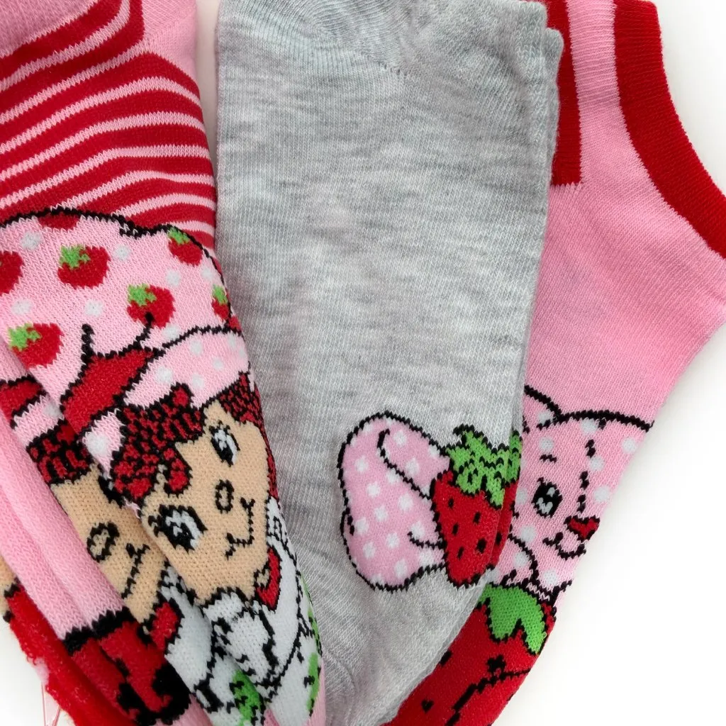 Strawberry Shortcake Womens No Show Socks Pink Red Fun Cute Gift 5 Pairs - Image 6