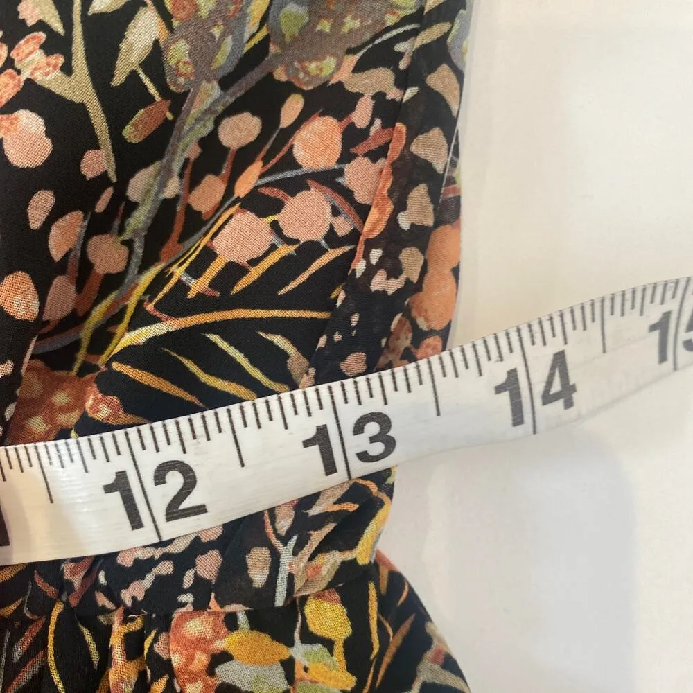 Topshop Surplice Neck Ruffle Sheer Mini Dress Forest Print Lined EUC Sz 6 - Image 12