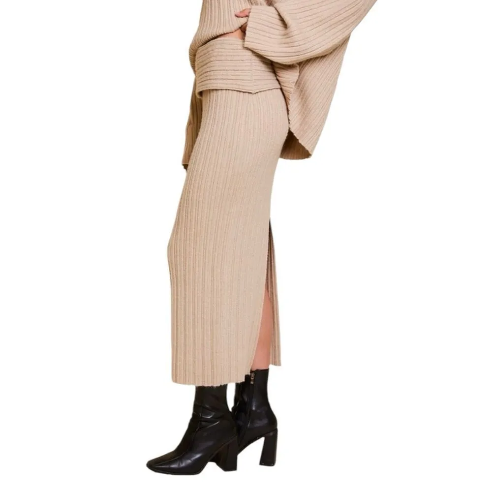 Oat Knitted Off The Shoulder Top & Bodycon Skirt 2 Piece Set NWT - Image 9