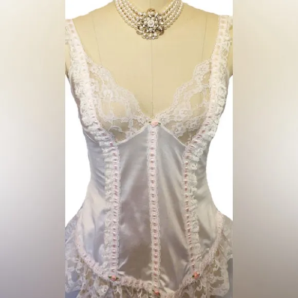 Vintage 50’s lingerie top White Size L - Image 7