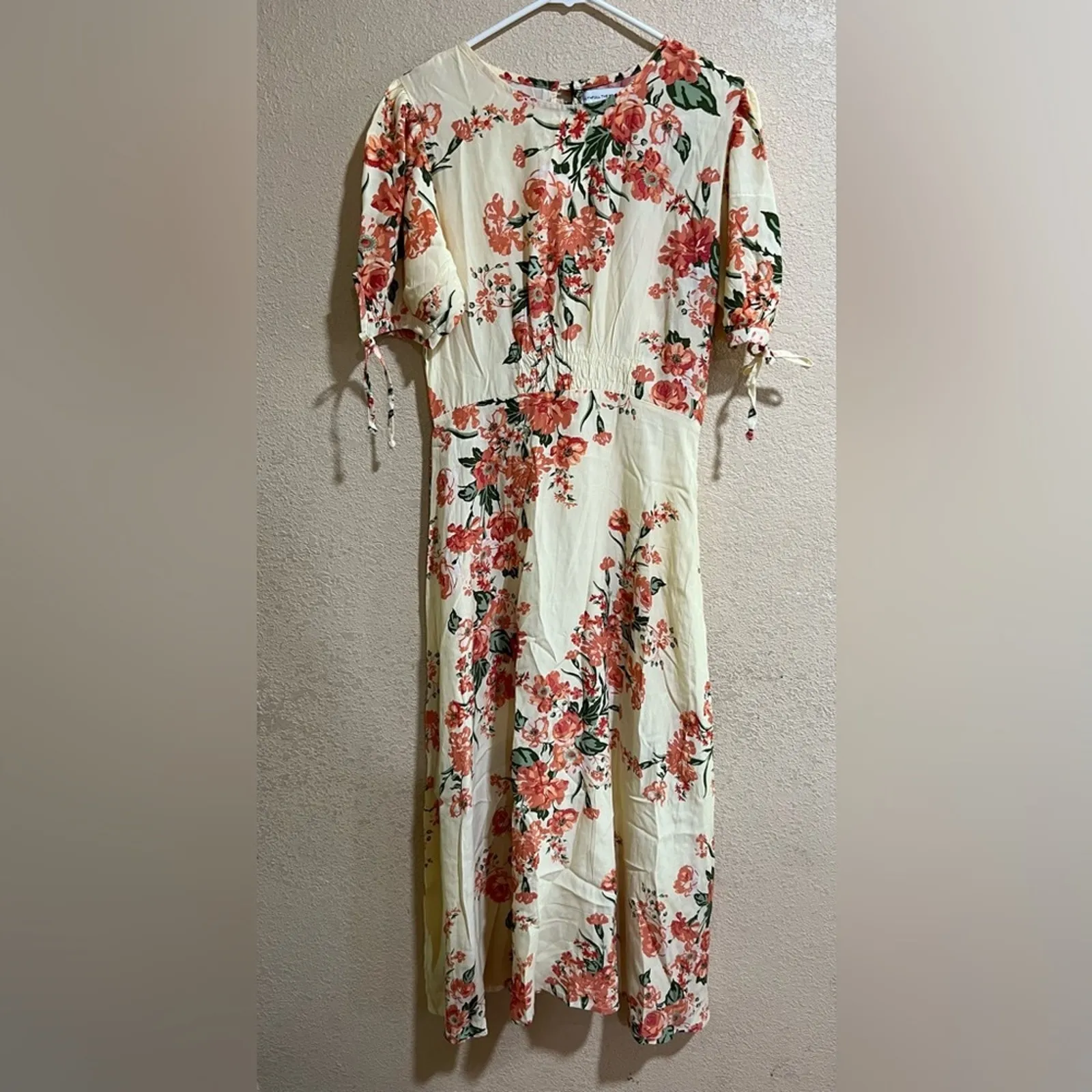 Faithfull the Brand Brida Magnolia yellow floral Midi Dress NEW MEDIUM - Image 11