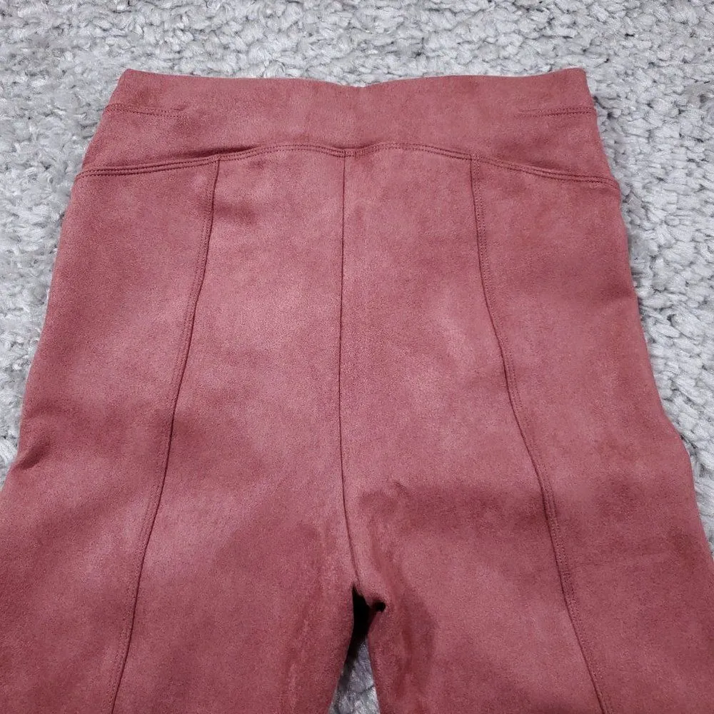 READ Spanx Small Tall Faux Suede Leggings Rich Rose Pink Pull On - Image 4