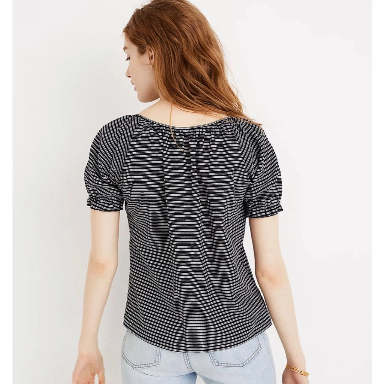 Madwell Texture and Thread peasant top in stripe - Image 3