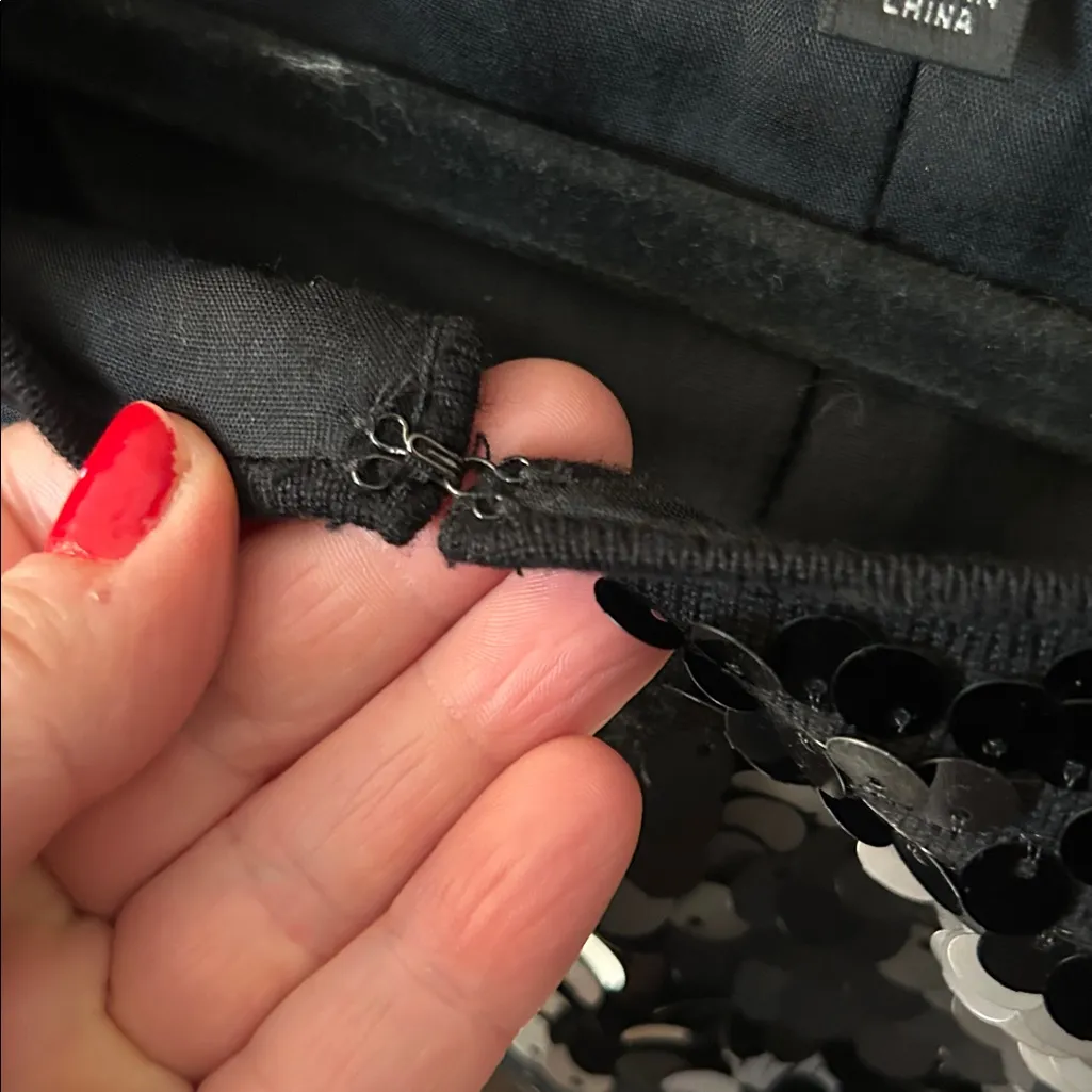 Mango  Black Striped Sequin Blazer Cardigan Jacket Party Sparkly Women’s Medium - Image 3