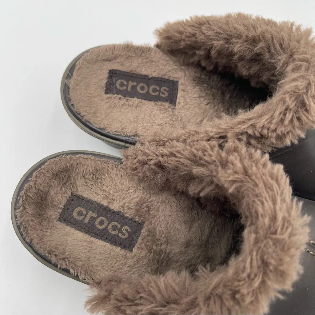 CROCS Cobbler Eva Clogs Heeled Mules Faux Fur Women’s Sz 7 Slip On Casual - Image 8