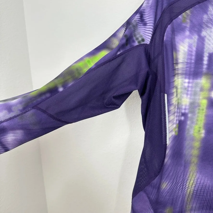 Salomon Women's XL Purple Green Abstract Long Sleeve Reflective Running Top - Image 8