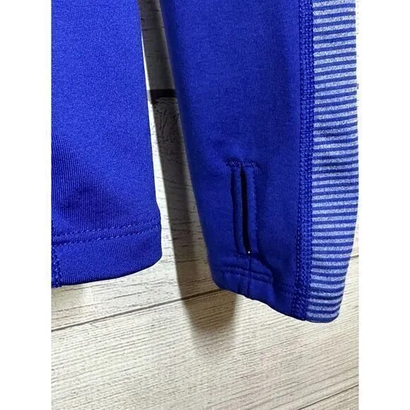 Under Armour Blue Pullover 1/4 Zip‎ Stripe Small Thumb Holes Athletic Woman's - Image 5