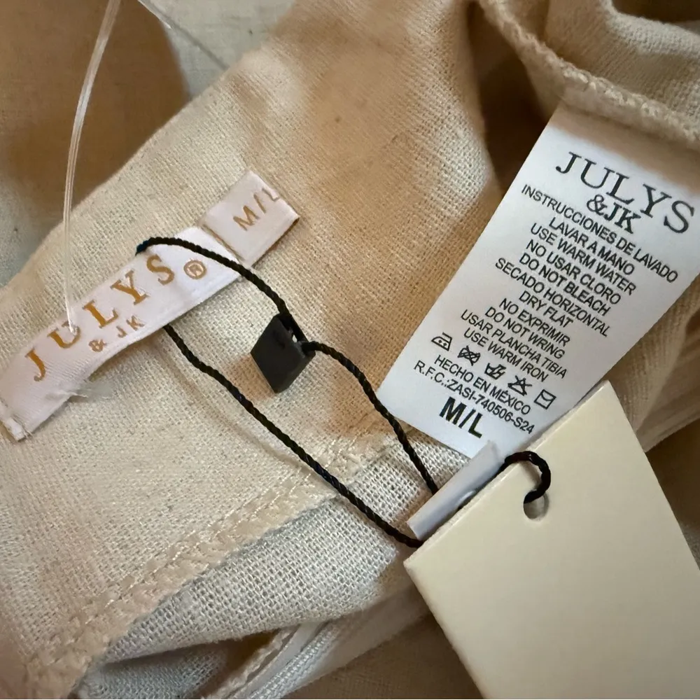 Cream High Waist Tailored linen Shorts size M Size M - Image 14