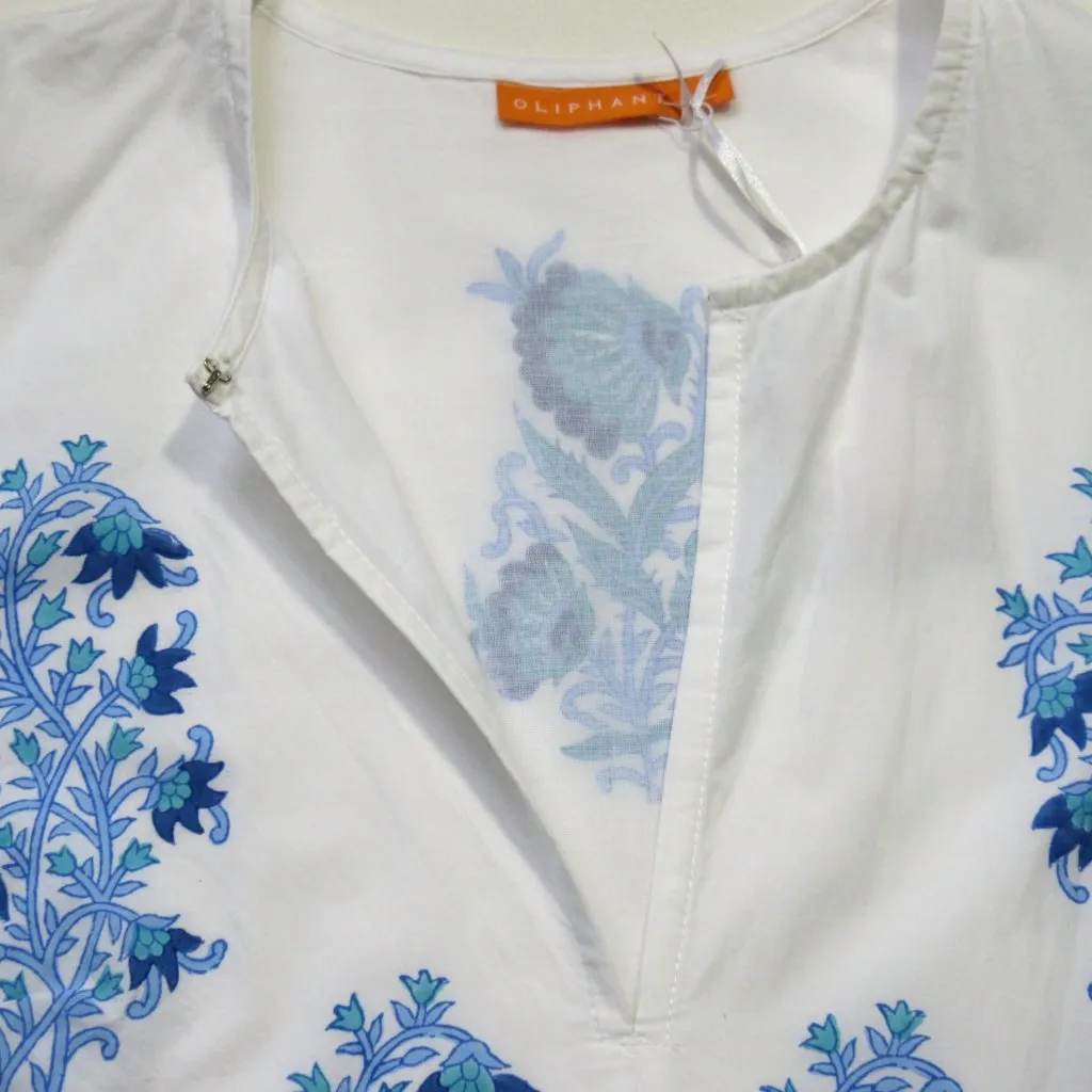 NWT Oliphant Puff Sleeve Maxi in Laguna Blue Floral Cotton Dress L $328 Size L - Image 9