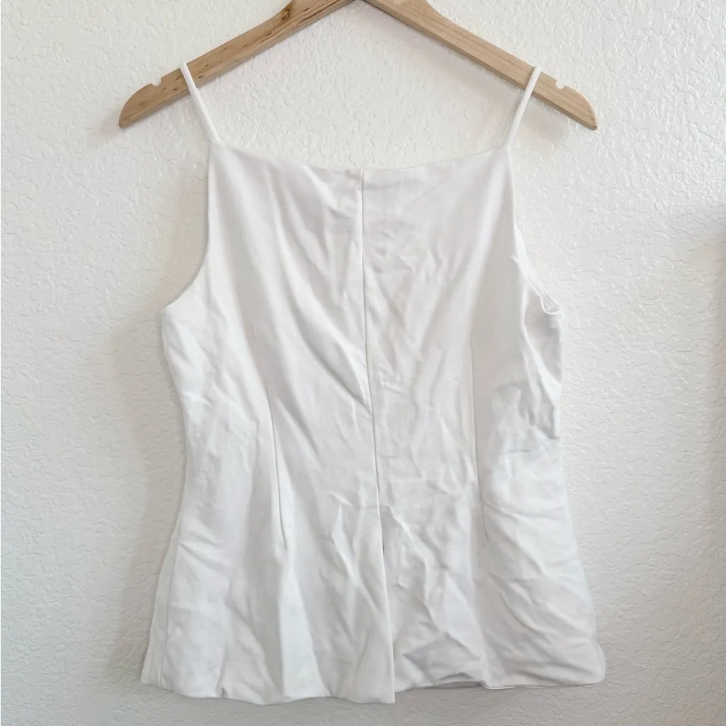 Anthropologie Sunday in Brooklyn Ponte Apron Vest Button Down Top Blouse M White - Image 7