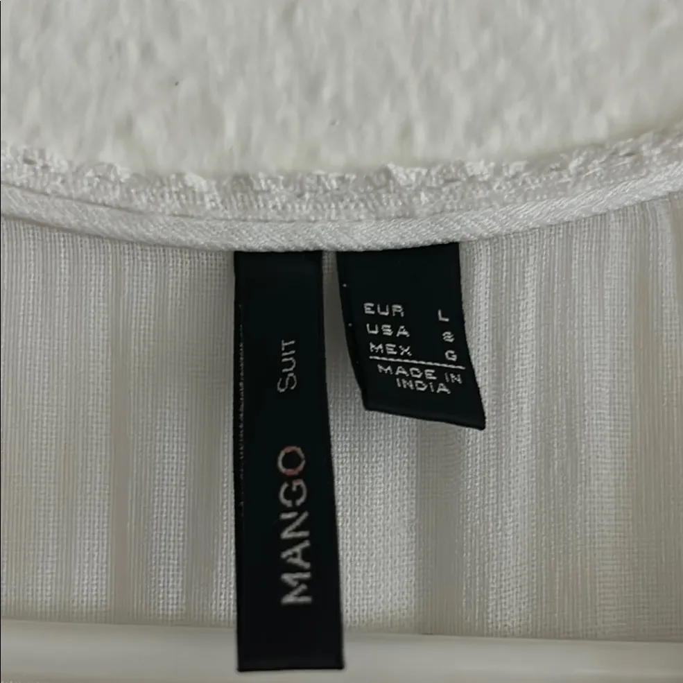 Mango White Ribbed Knit dress - Image 3