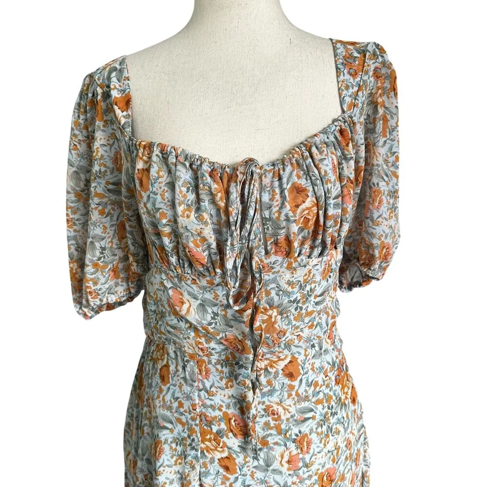 Petal and Pup Blue/Multicolor Floral Lined Side Slit Midi Dress Women 8 | 40 - Image 3