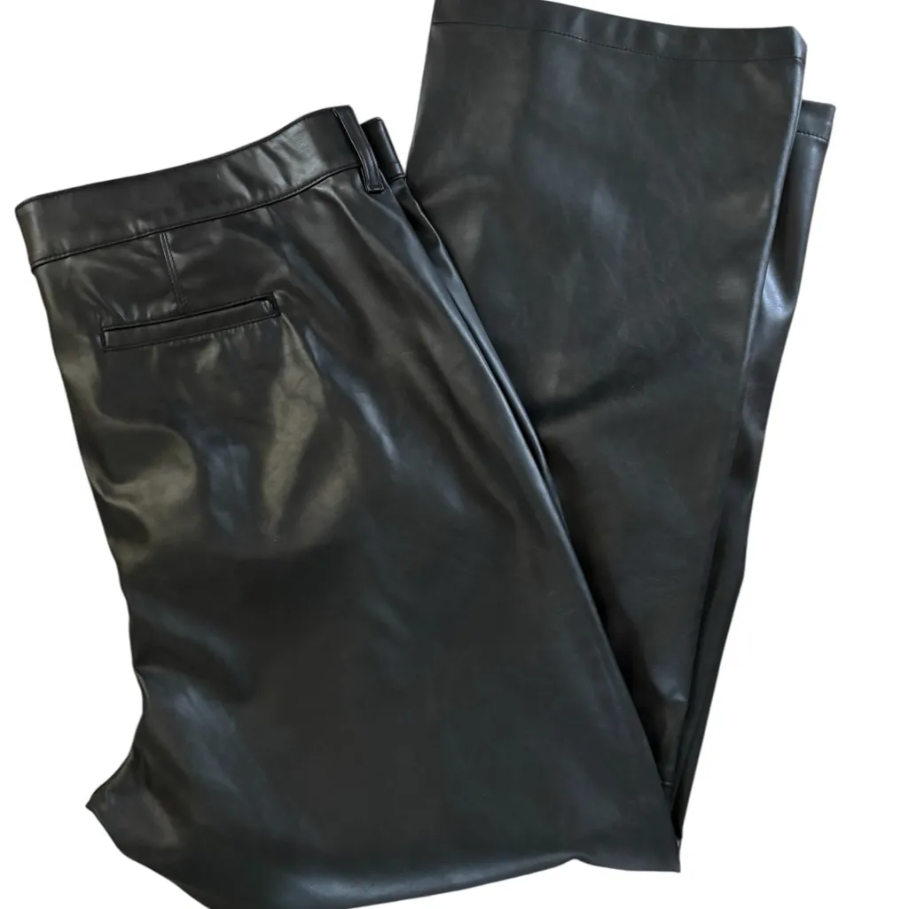 Torrid Pintuck Trouser Boot Faux Leather High Rise Pant Black Sz 20T Pockets - Image 4