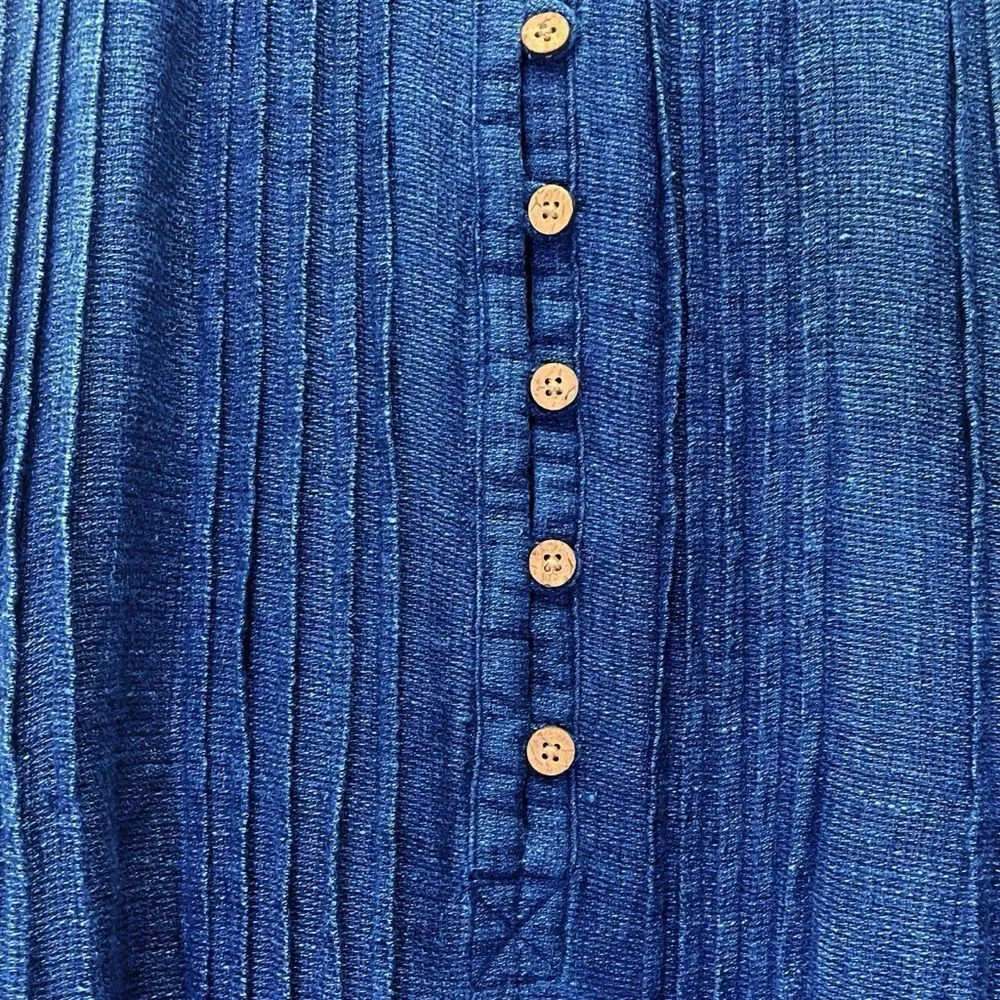 Faherty 100% Linen Isha Sleeveless Basketweave Dress Indigo Blue Size Large - Image 7