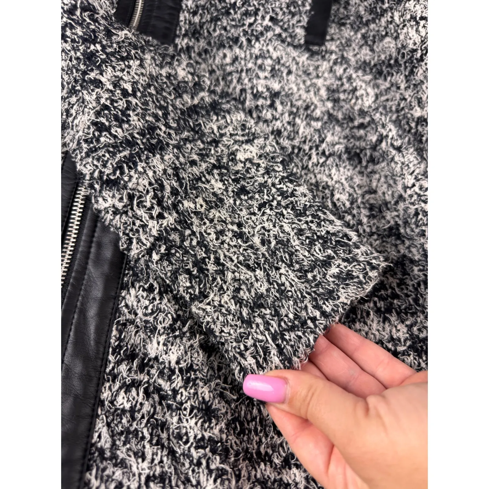 Club Monaco Knit Moto Jacket Italian‎ Yarn XS Grunge Normcore Biker Asymmetrical - Image 4