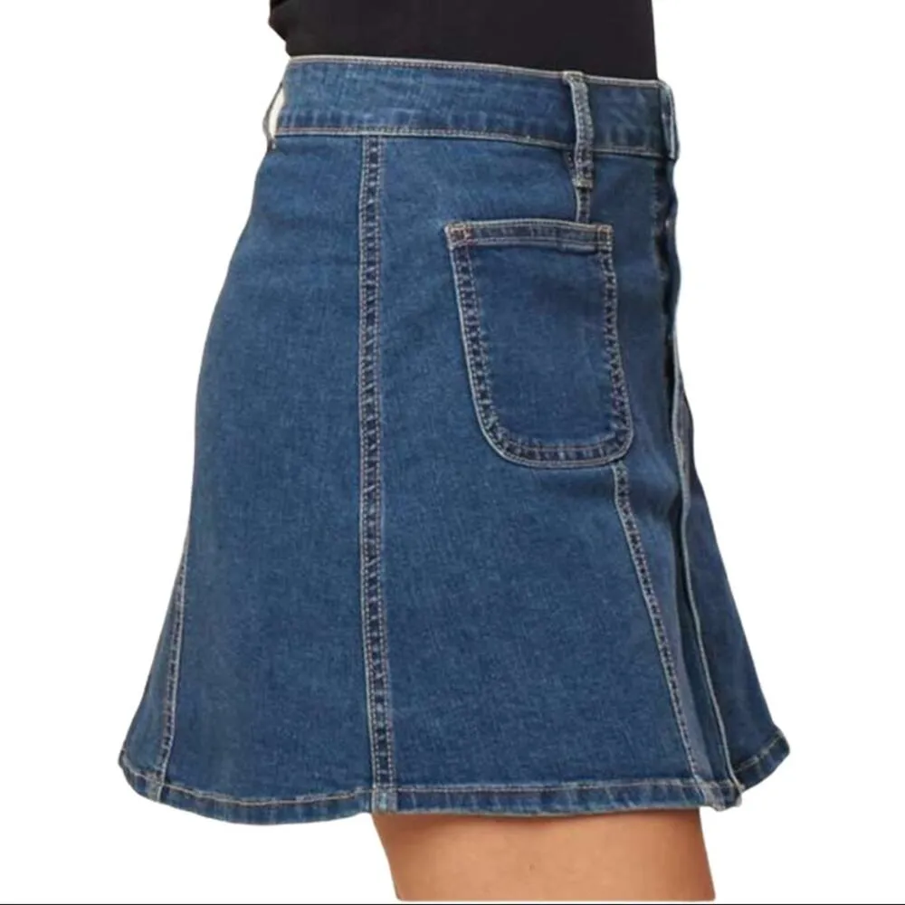 Altar’d State Women's A-line Snap Front Denim Jean Mini Skirt Size Small - Image 9