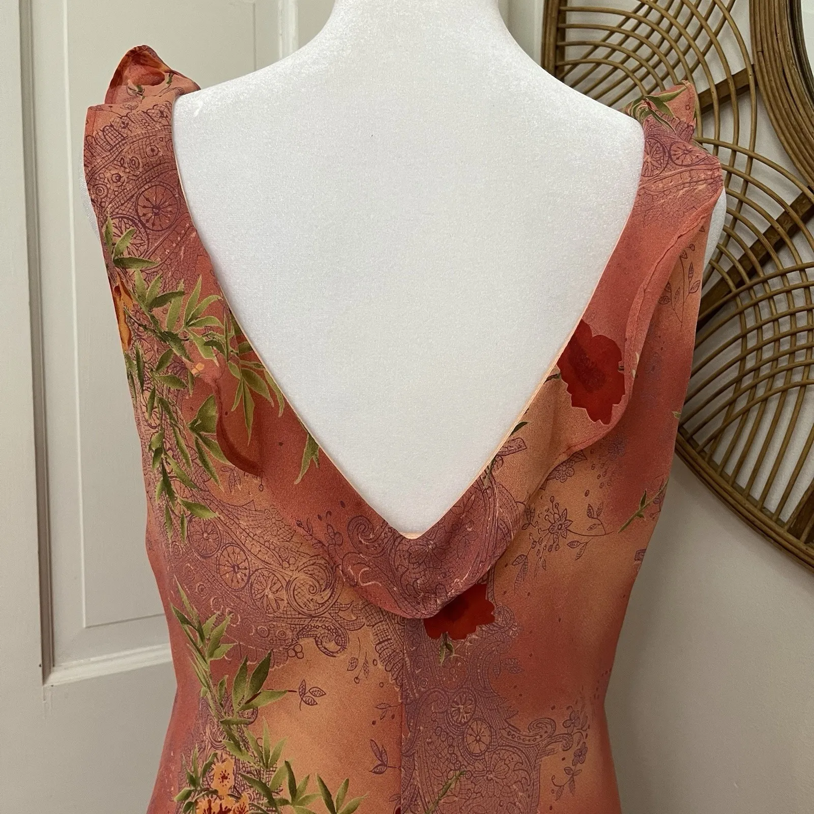 Vtg Y2K Floral Chiffon Sheer Overlay Maxi Dress Size 6 Fairy Grunge Flowy Floral - Image 4