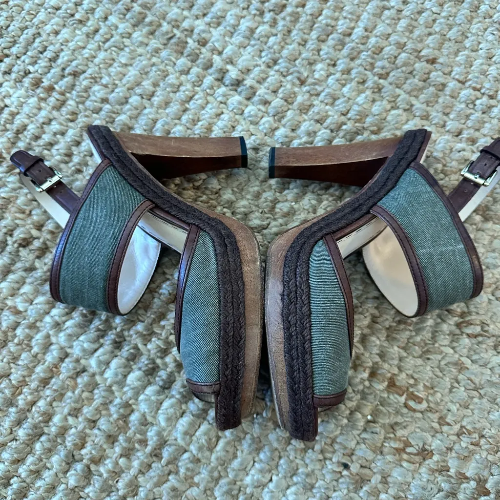 Coach  Daria Platform Sandals Heels Olive Green 9.5 - Image 5