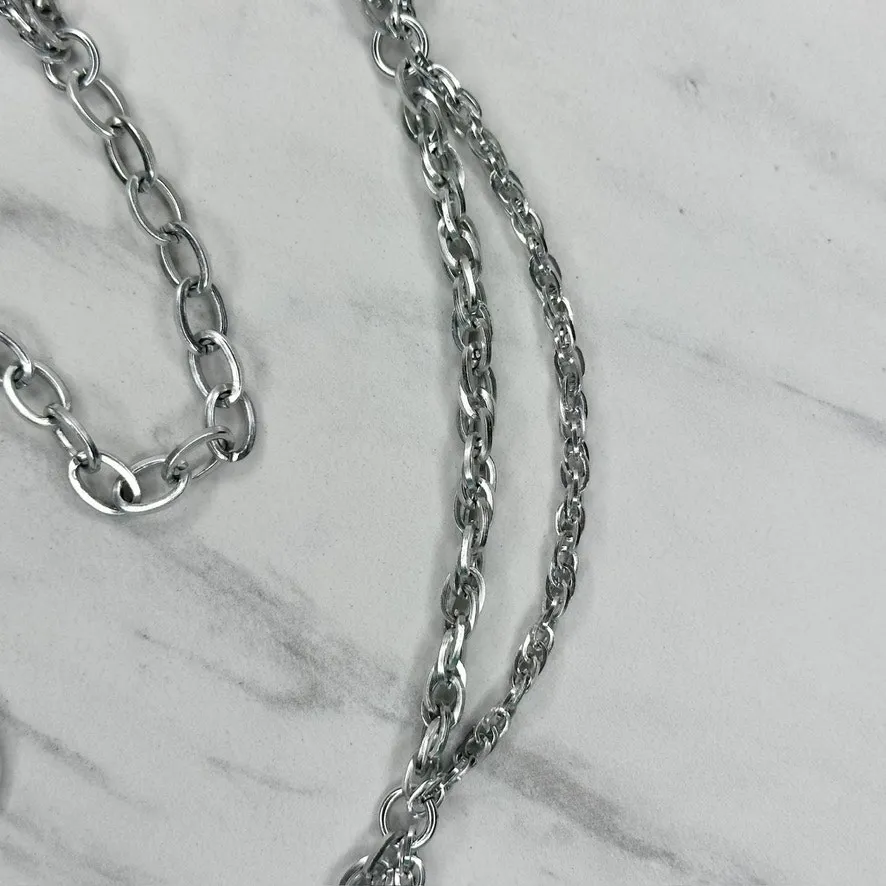 Womens Silver Double Chain Belt Small (S) Medium (M) Draped Y2K Style ✨ - Image 4