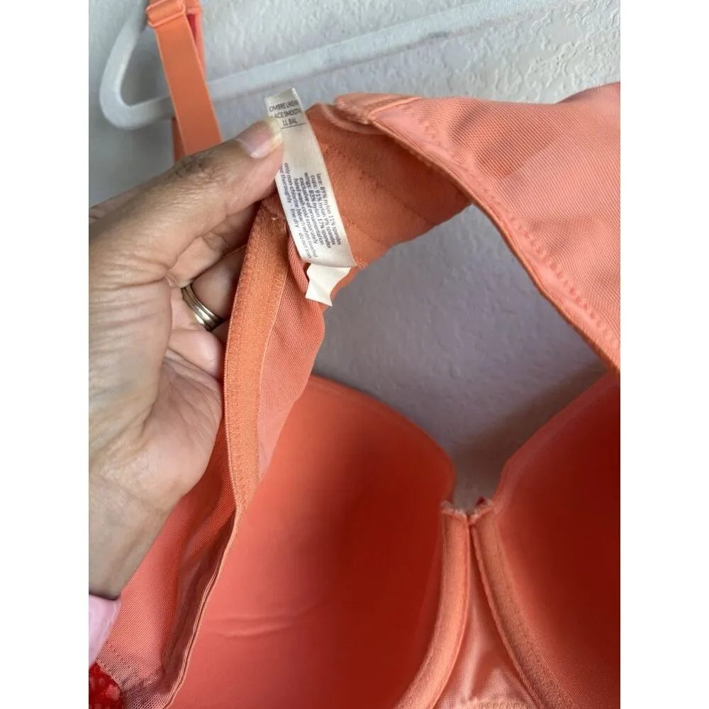 Cacique Women’s Ombré Linear Lace Smooth Balconette‎ Bra Orange Lace Size 42DD - Image 14