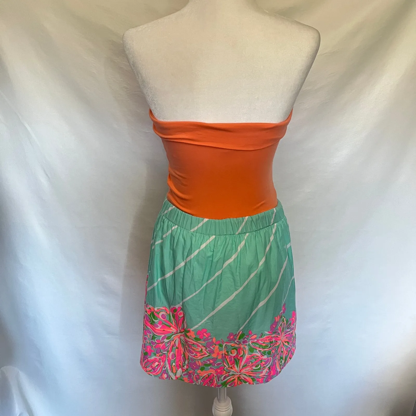 Lilly Pulitzer Strapless Dress Sz XS Preppy Coastal Fleur Sandbar Crash Landing - Image 6