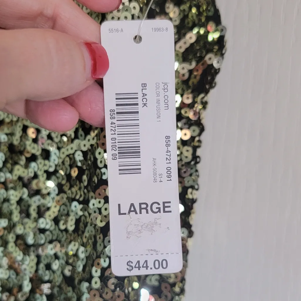 Allen B. Gold sequined dressy tank Top Women’s Size large NWT Party - Image 5