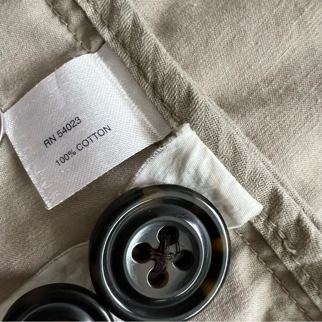 Gap Khaki Jacket Belted Trench Beige 3/4 Sleeve 100% Cotton Twill Women's Size M - Image 5