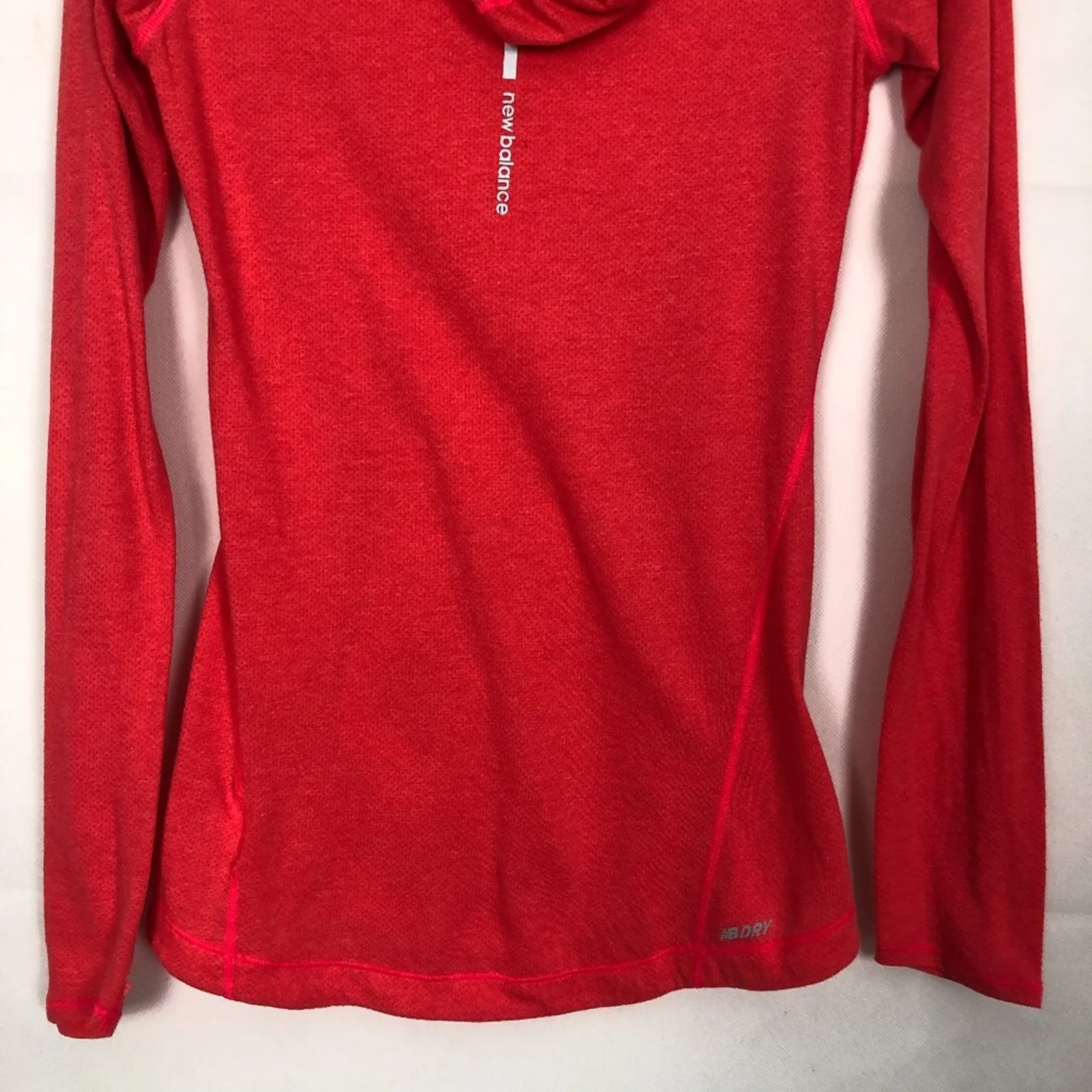 New Balance Dry Neon Orange Thumbhole Hoodie Size XS - Image 9