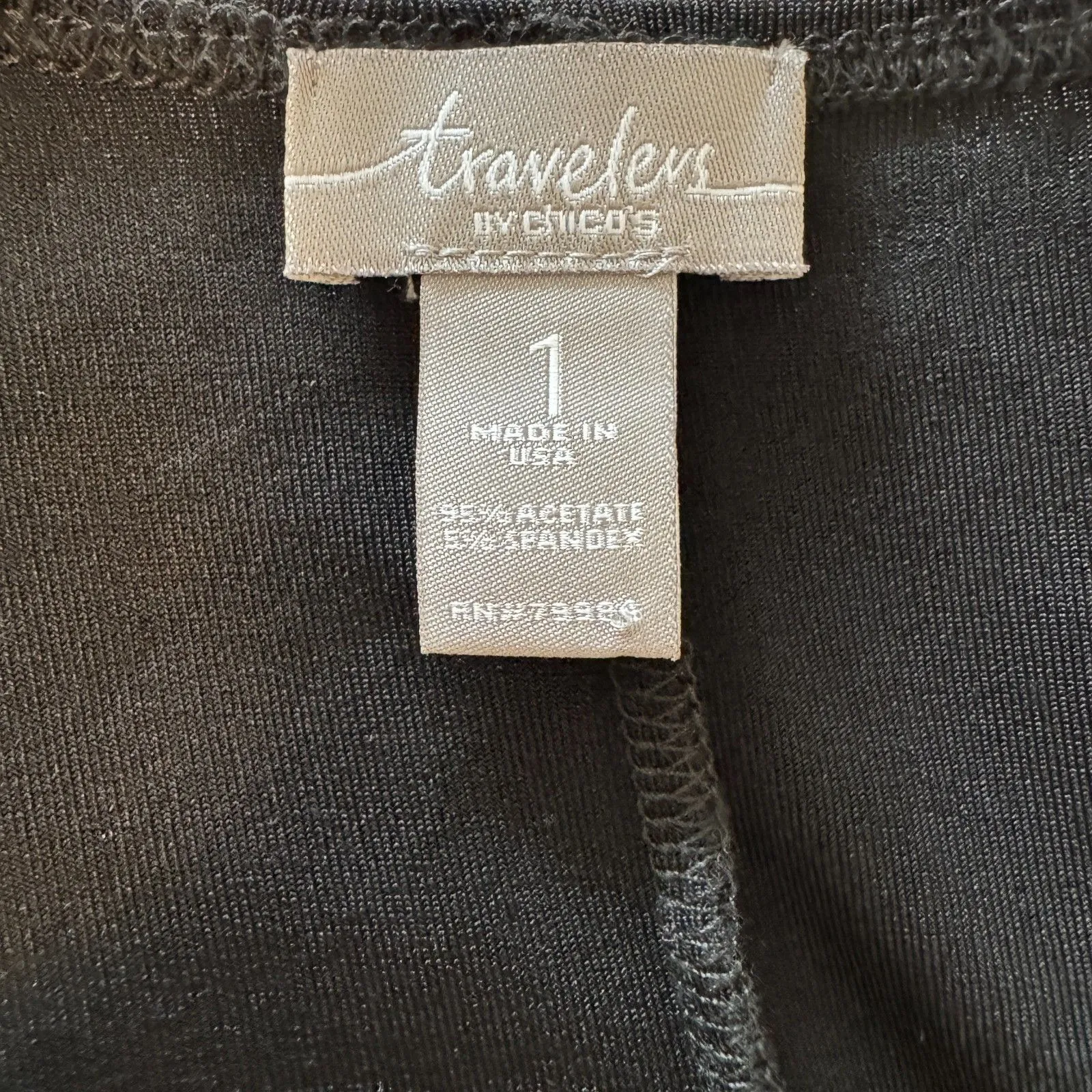 Chico's Traveler's | Black Faux Wrap Midi Dress Chico's Size 1 US Size 8 Medium - Image 5