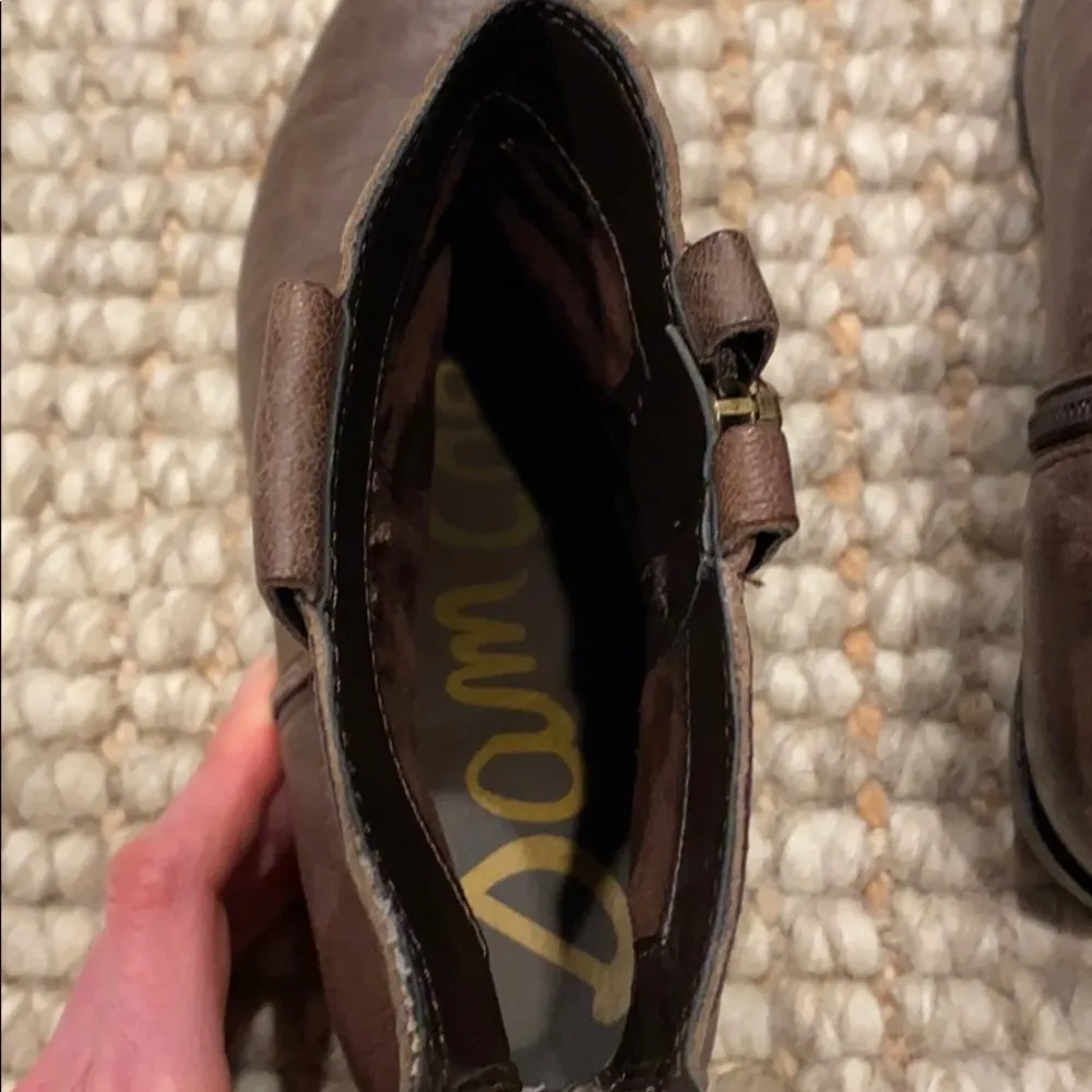 NEW  distressed zip pull on moto bootie boot 7.5 brown leather grunge - Image 8