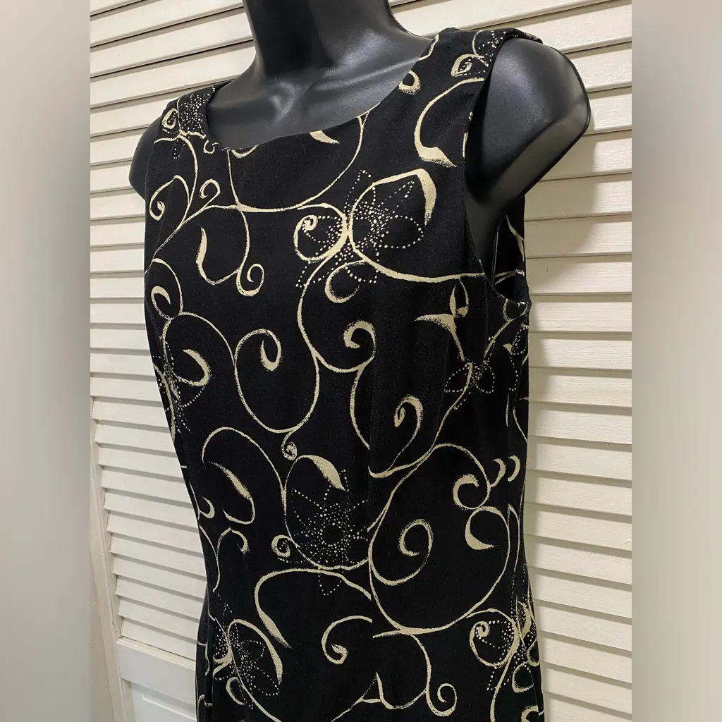 All That Jazz Black Tan Paisley Sleeveless Slit Zip Dress Size‎ 9/10 - Image 2