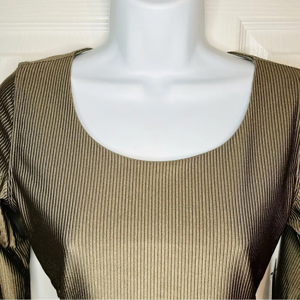 90 Degree By Reflex Rib Twist Cropped Top Long Sleeve Night Sage Green M Green Size M - Image 7