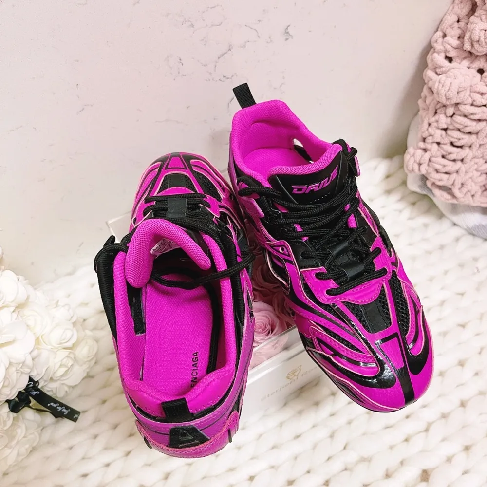 Authentic Balenciaga New Pink and Black Drive Sneakers - Image 14