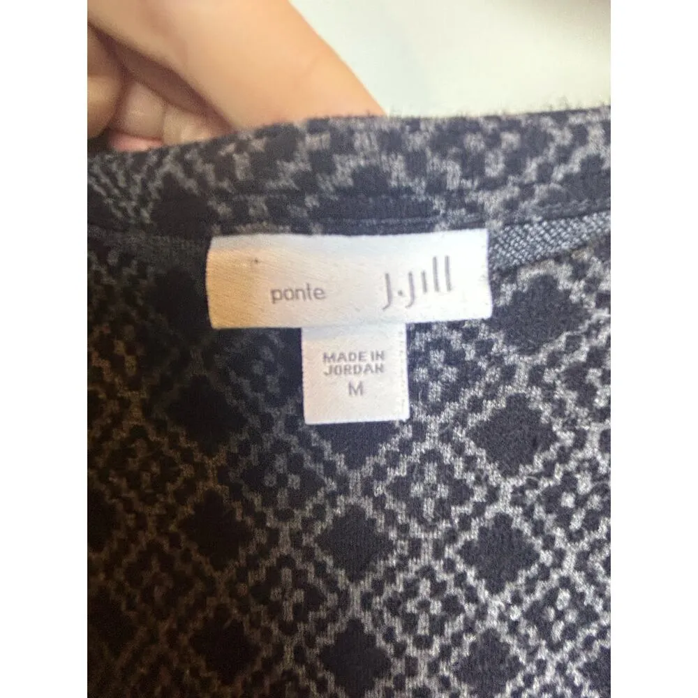 J. Jill Sweater Ponte Knit Black Gray Size Medium Classic Professional Business - Image 3