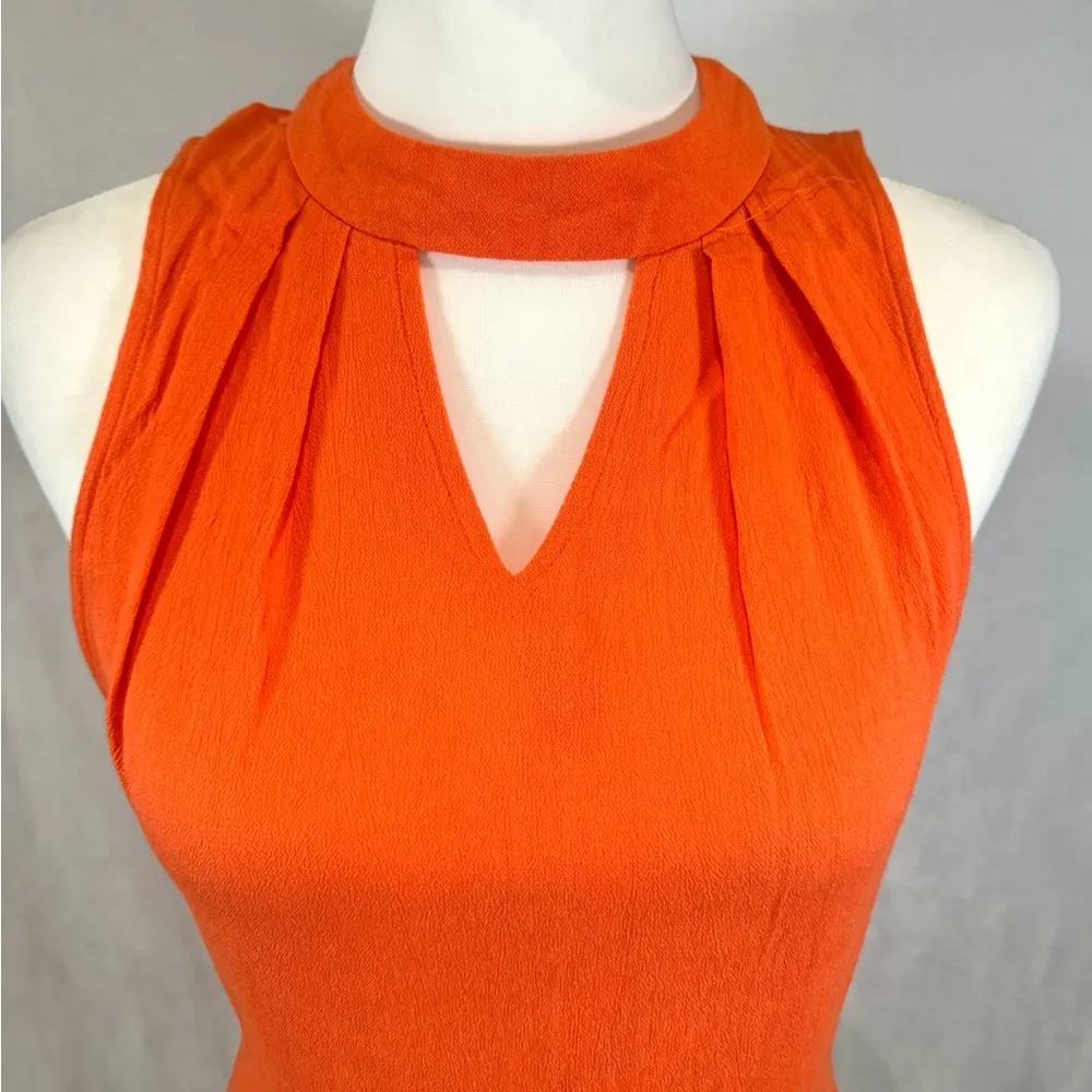Orange pleated vneck keyhole romper size small - Image 2