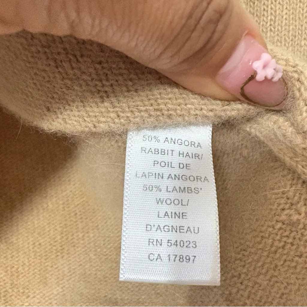 Banana Republic Angora Rabbit Hair Cardigan Camel Beige Size MP Petite - Image 3