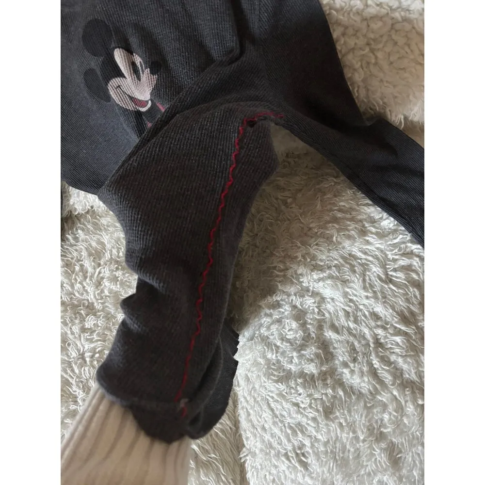 DISNEY Gray Long Sleeve Mickey Mouse Thermal w/Red Side Stitching Juniors XL - Image 4