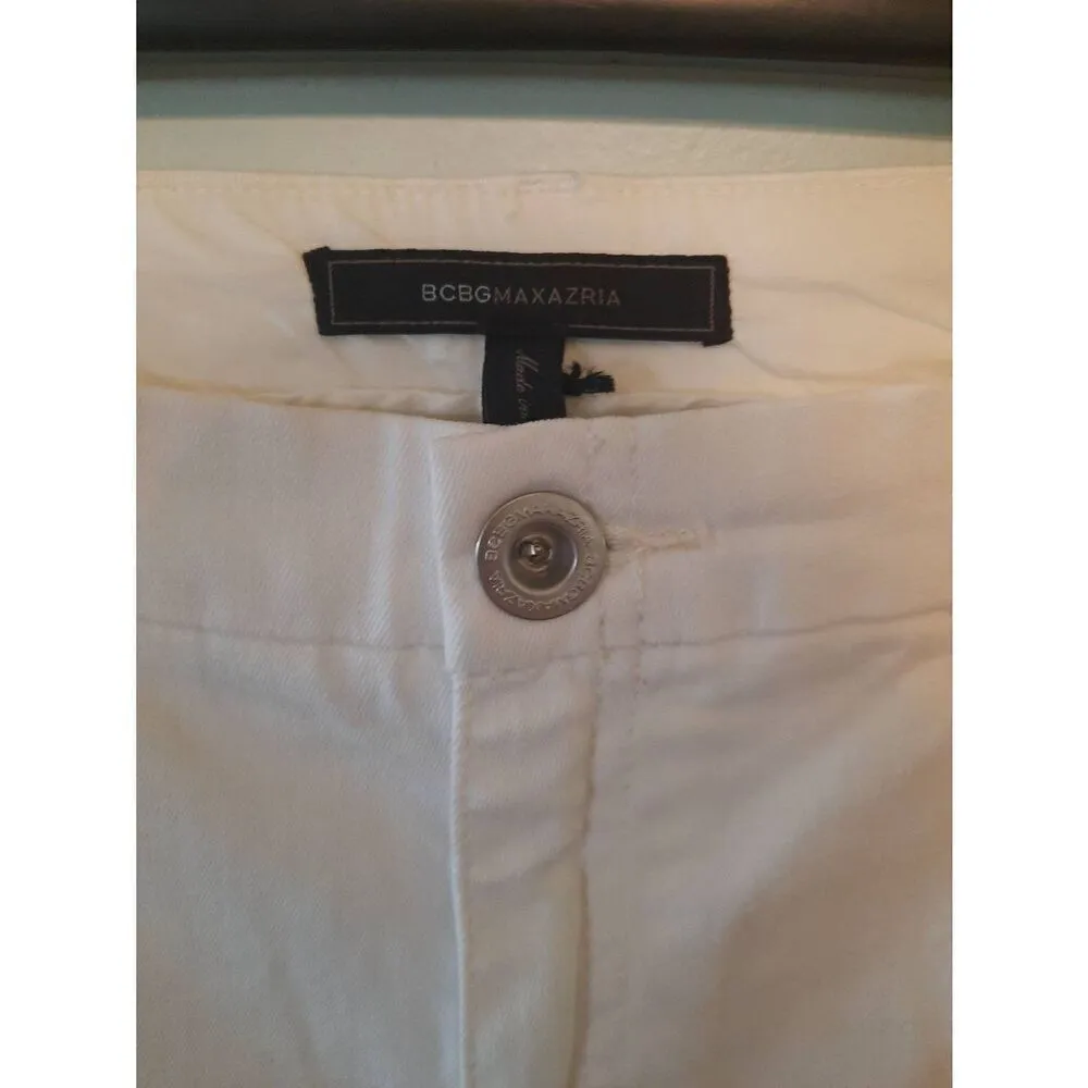 BCBG Maxazria size 6 White Wide Leg Crop Pants - Image 2