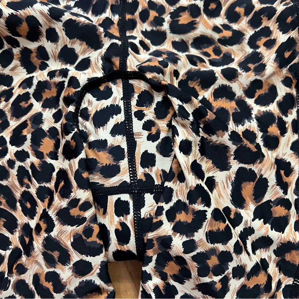 BIKEWA Leopard Print Padded Cycling Shorts Women’s Size S Brown - Image 4