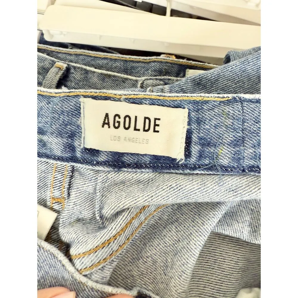 Agolde Lana Organic Cotton Straight Leg Jeans Cornerstone Vintage Blue Womens 28 - Image 4
