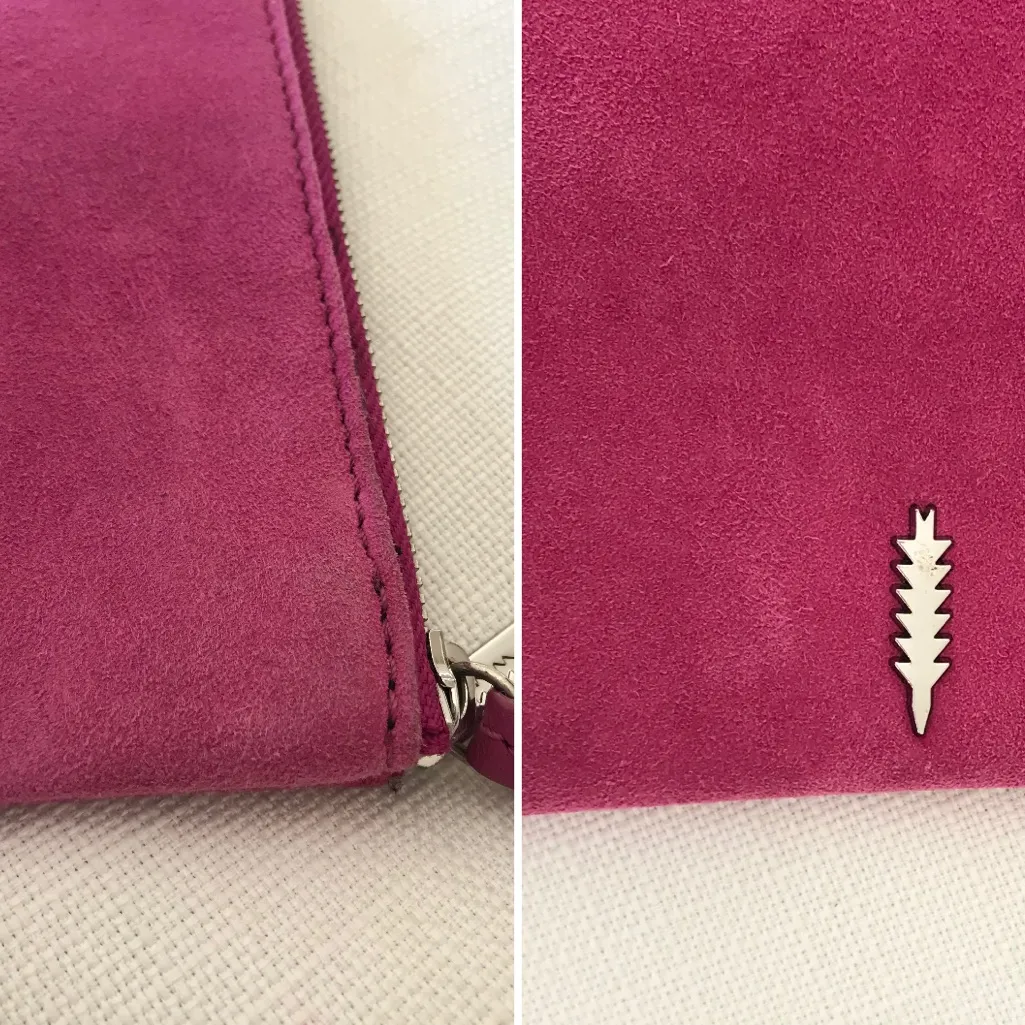 Thacker Nolita Suede Tassel Ring Clutch, Pink Orchid / Silver - Image 13