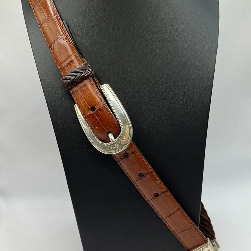 Vintage Brighton Two Tone Brown Leather and Leather Braid Size M 30 - Image 2