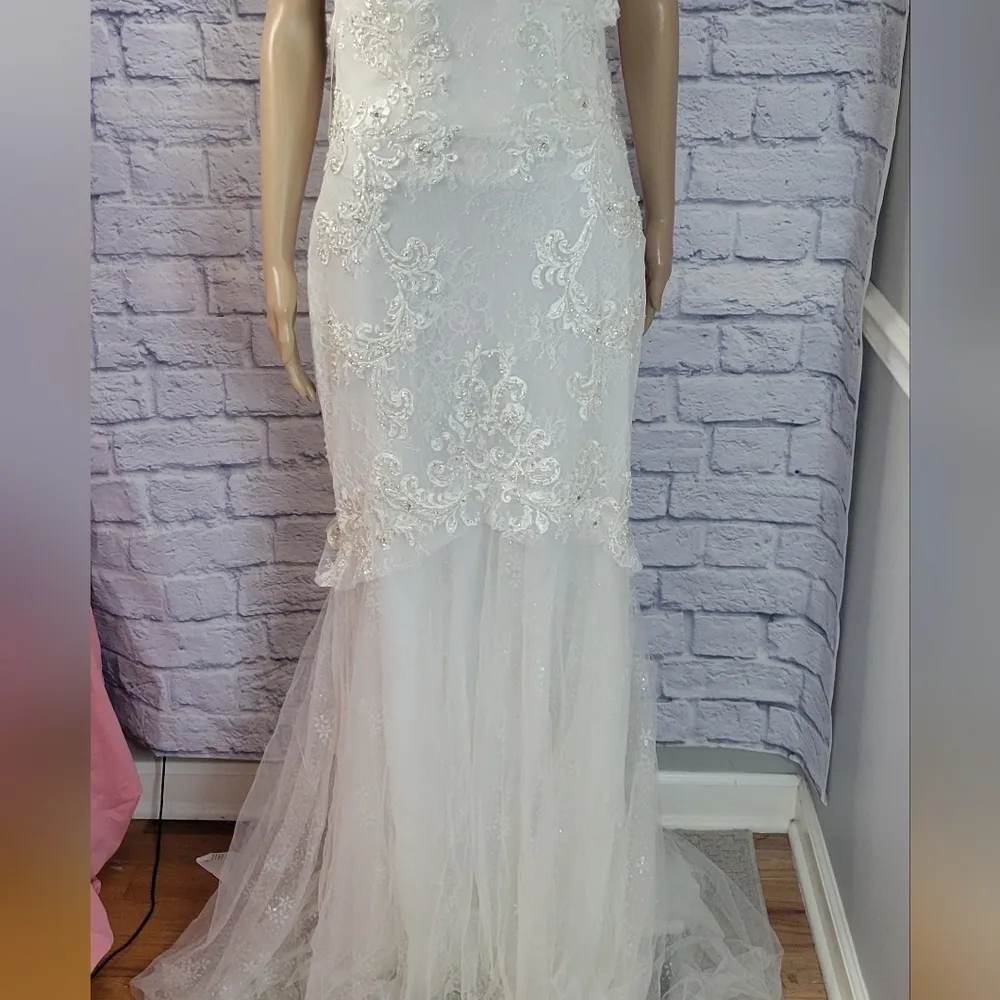 Casablanca Project Mermaid Wedding Grown Size 12 Silver - Image 11